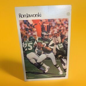 Vintage 1980s NFL Eagles Ron Jaworski Mini Poster 37 of 50 Football Card 8.5"
